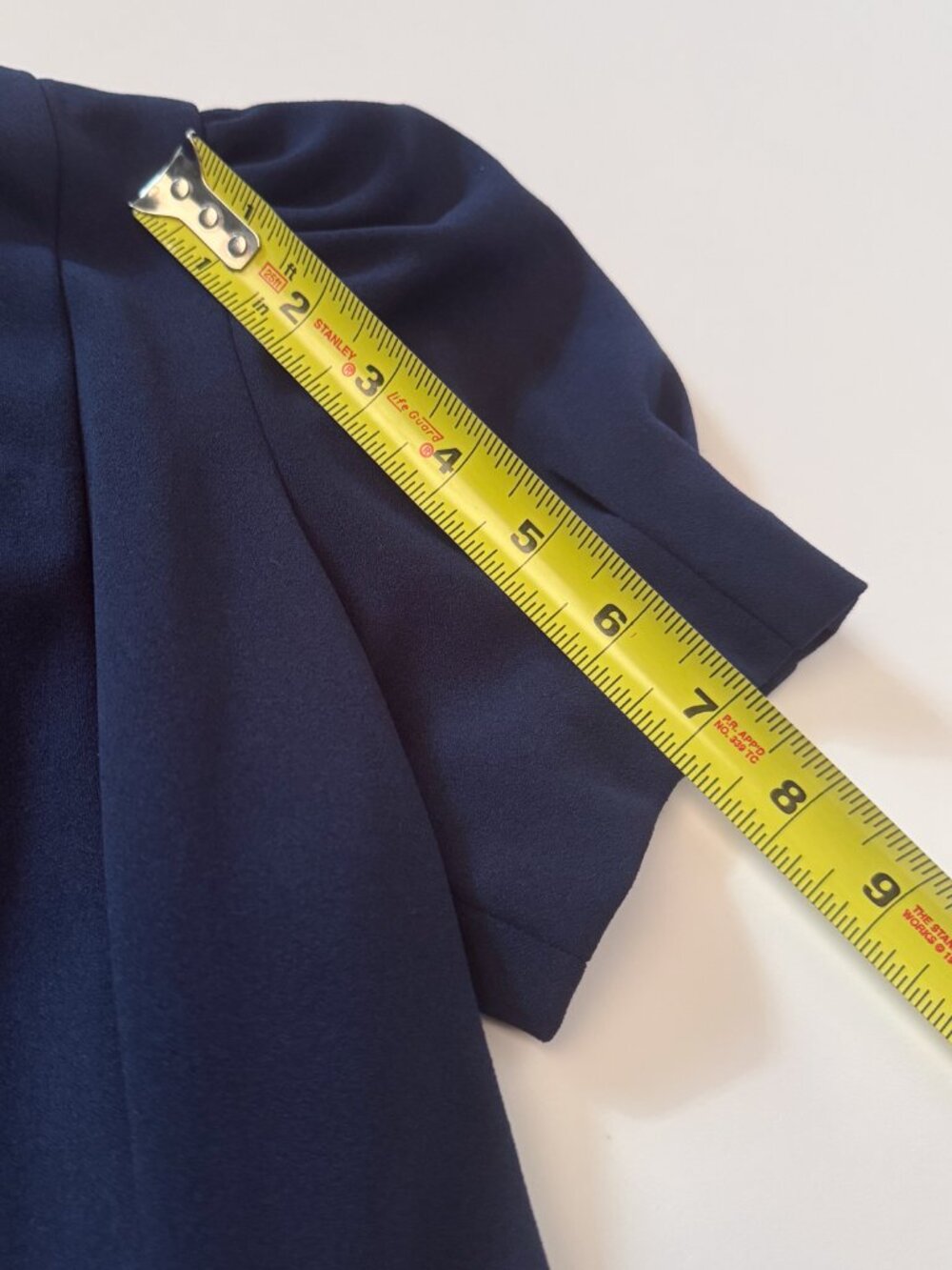 DKNY Navy Blue Scuba Sheath Dress Puff Sleeve NWOT Workwear Office Siren Size 2P - Picture 8 of 13